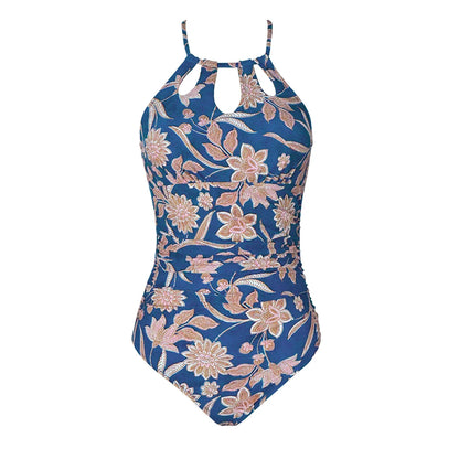 Enteriza con Cuello Halter y Recortes Frontales Ref: 0472