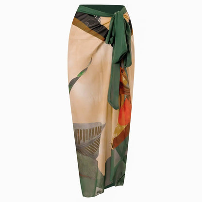 Conjunto de Enteriza Drapeada y Falda Estampada Tropical Ref: 0568