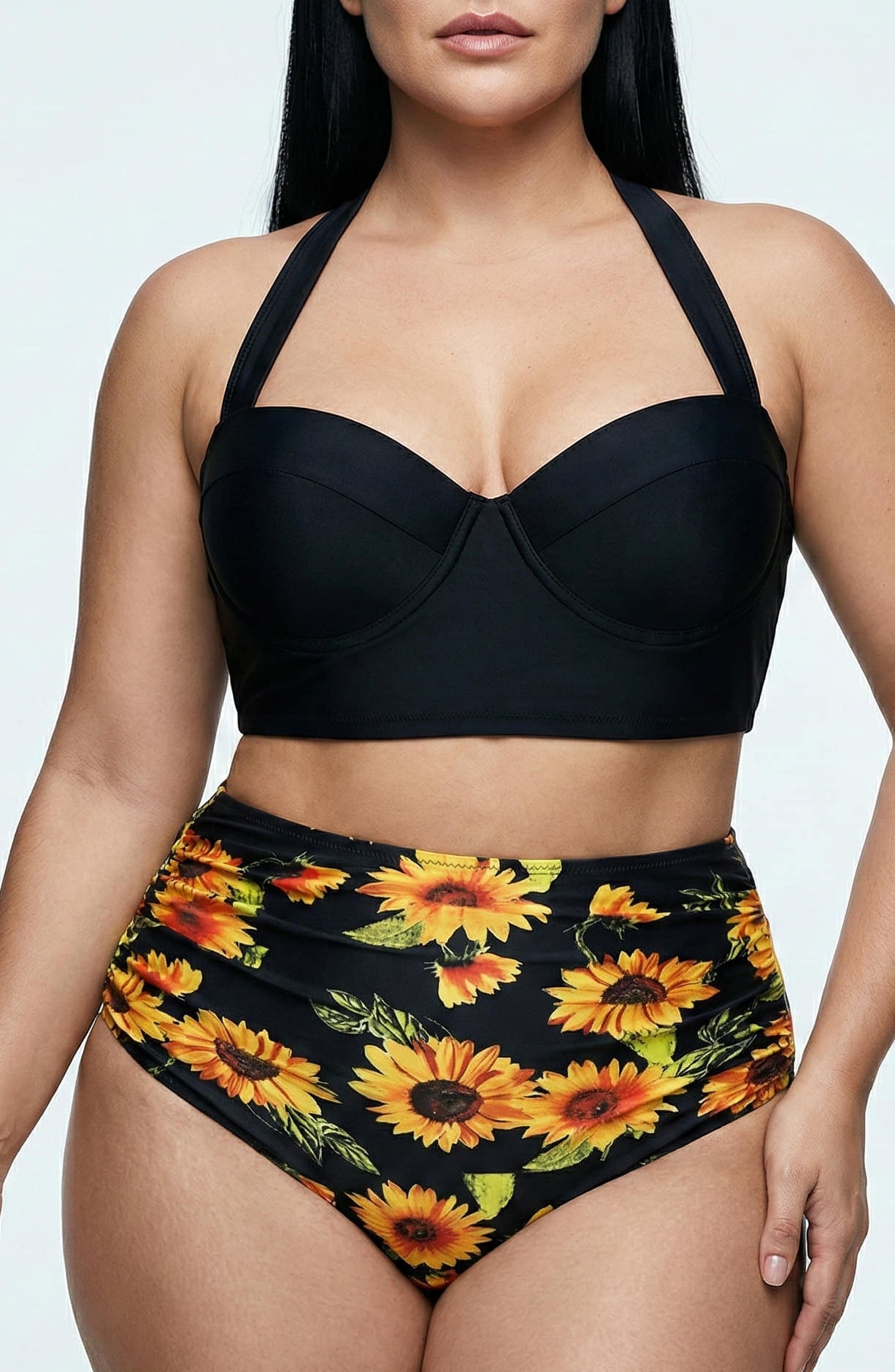Bikini Plus Size con Amarre en el Cuello y cintura alta Ref: 0658