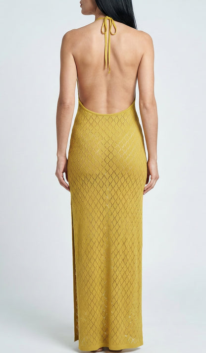 Salida de Playa en Tejido de Punto con Escote Halter y Abertura Lateral Ref: 0394