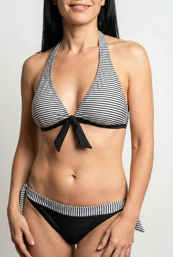 Bikini a Rayas con Lazo Frontal Ref. 0505 - Marea Bella Swimwear