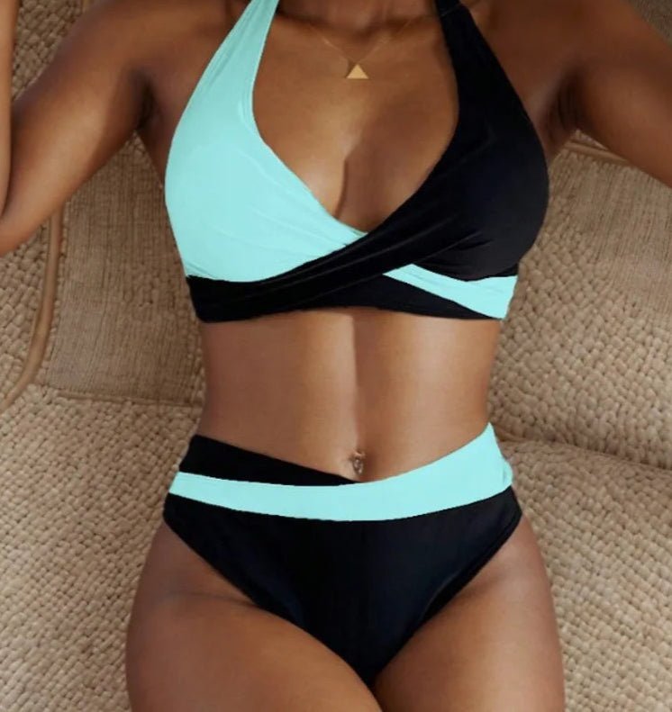 Bikini Bicolor Cruzado y Cintura Alta Ref. 0519 - Marea Bella Swimwear