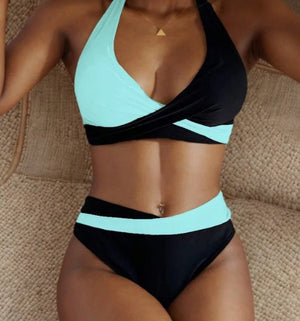 Bikini Bicolor Cruzado y Cintura Alta Ref. 0519 - Marea Bella Swimwear