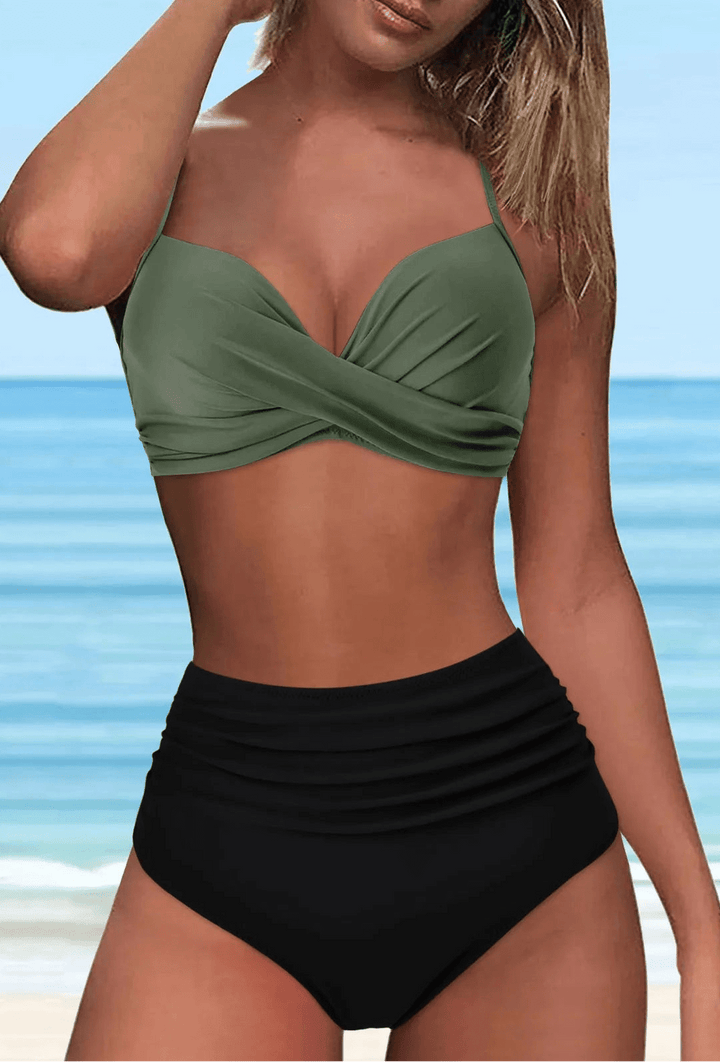 Bikini con Cintura Alta y Top Cruzado Ref. 0127 - Marea Bella Swimwear