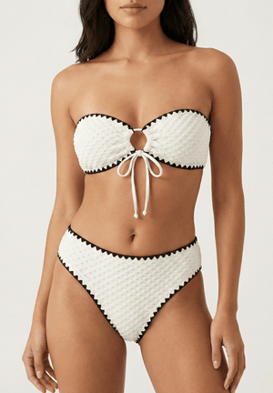 Bikini con Detalles en Contraste y Lazo Frontal Ref. 0732 - Marea Bella Swimwear