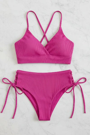 Bikini con Escote Triangular Espalda Cruzada y Ataduras Laterales Ref. 0737 - Marea Bella Swimwear