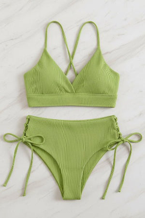 Bikini con Escote Triangular Espalda Cruzada y Ataduras Laterales Ref. 0737 - Marea Bella Swimwear