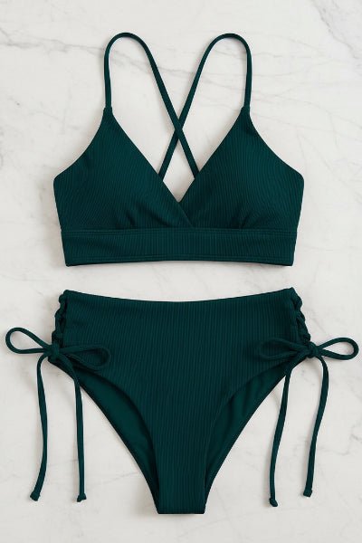 Bikini con Escote Triangular Espalda Cruzada y Ataduras Laterales Ref. 0737 - Marea Bella Swimwear