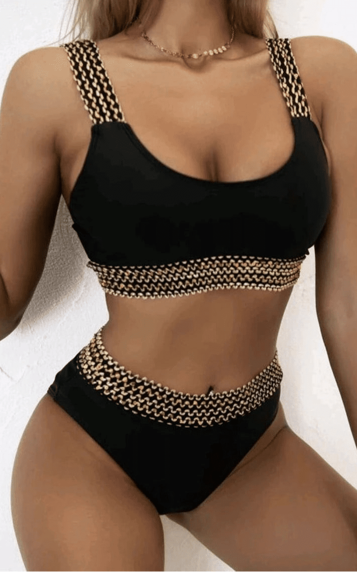 Bikini con Terminación Trenzado y Tirantes Anchos Ref. 0518 - Marea Bella Swimwear