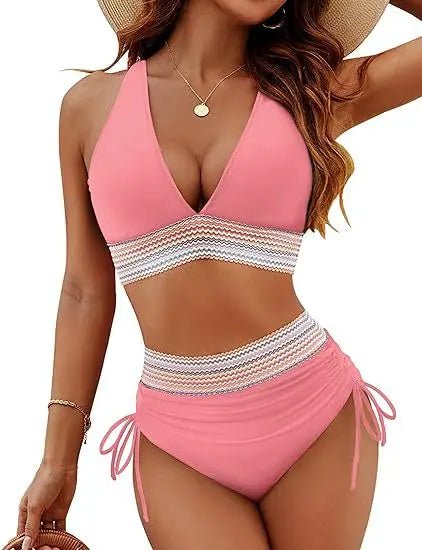 Bikini con Tirantes Anchos Cintura Alta Bordada y Lazo Ajustable Ref. 0513 - Marea Bella Swimwear