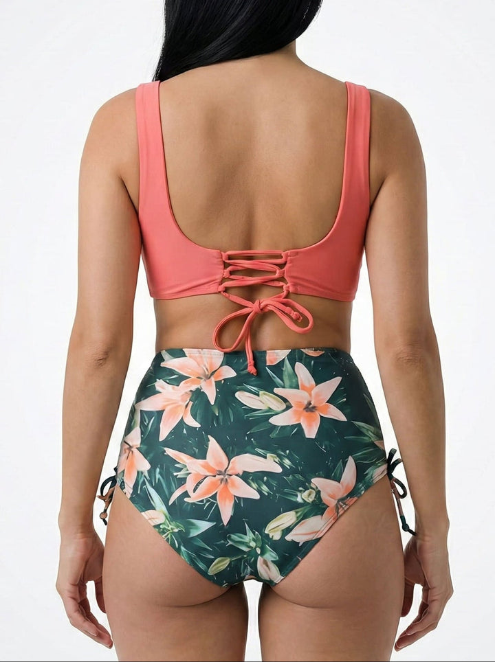 Bikini con Top Cruzado y Cintura Alta con Laterales Ajustables Ref. 0729 - Marea Bella Swimwear
