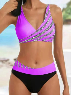 Bikini con Top Cruzado y Detalles Metalizados Ref. 0501 - Marea Bella Swimwear