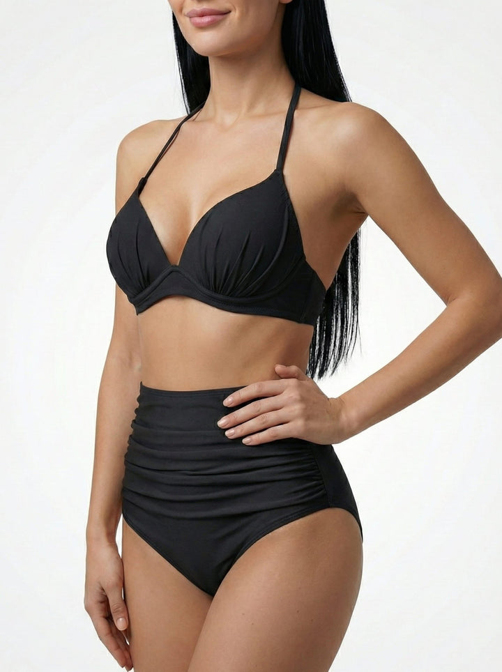 Bikini con Top Drapeado y Cintura Alta Ref. 0726 - Marea Bella Swimwear