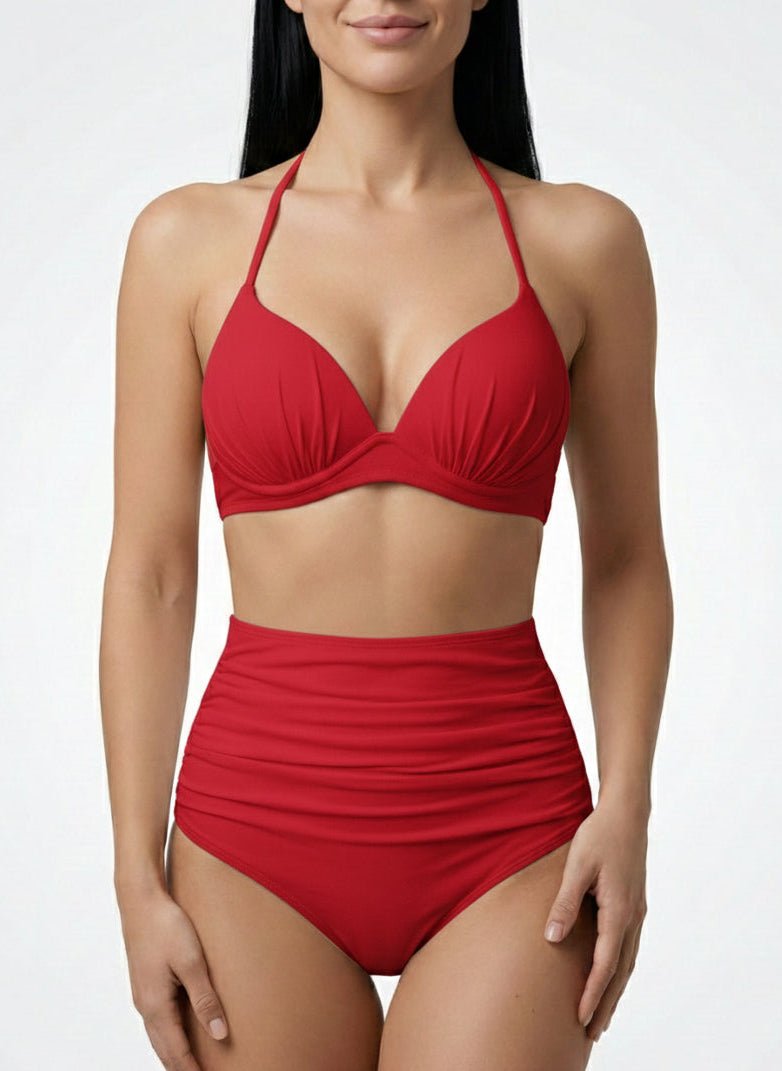 Bikini con Top Drapeado y Cintura Alta Ref. 0726 - Marea Bella Swimwear