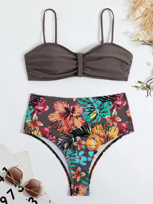 Bikini Estampado Tropical con Cintura Alta Ref. 0504 - Marea Bella Swimwear
