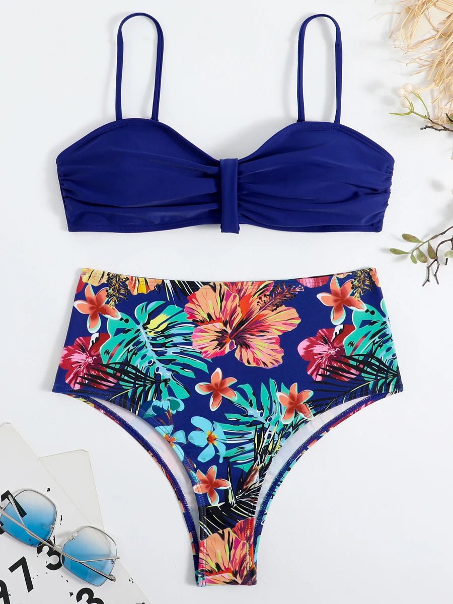 Bikini Estampado Tropical con Cintura Alta Ref. 0504 - Marea Bella Swimwear