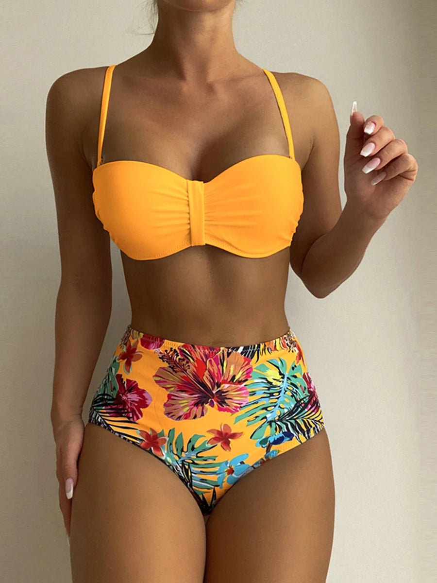 Bikini Estampado Tropical con Cintura Alta Ref. 0504 - Marea Bella Swimwear
