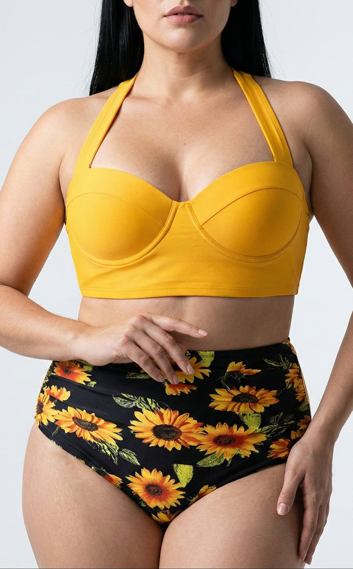 Bikini Plus Size con Amarre en el Cuello y cintura alta Ref: 0658 - Marea Bella Swimwear