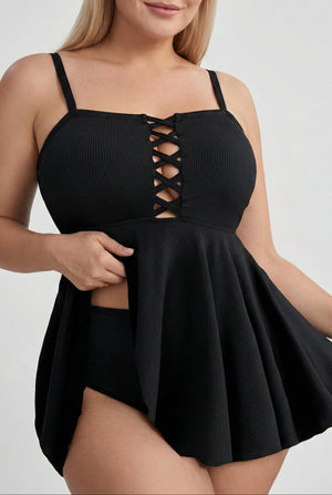 Bikini Plus Size con Detalle Frontal de Tiras y Volado Ref. 0701 - Marea Bella Swimwear