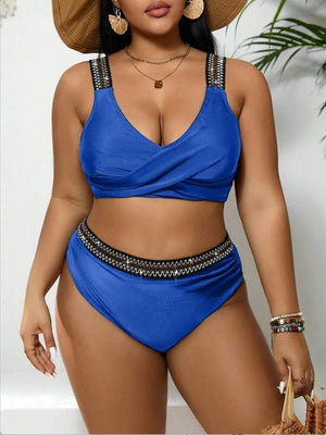 Bikini Plus Size con Tirantes Brillantes y Banda Cruzada Ref. 0650 - Marea Bella Swimwear