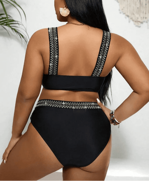 Bikini Plus Size con Tirantes Brillantes y Banda Cruzada Ref. 0650 - Marea Bella Swimwear