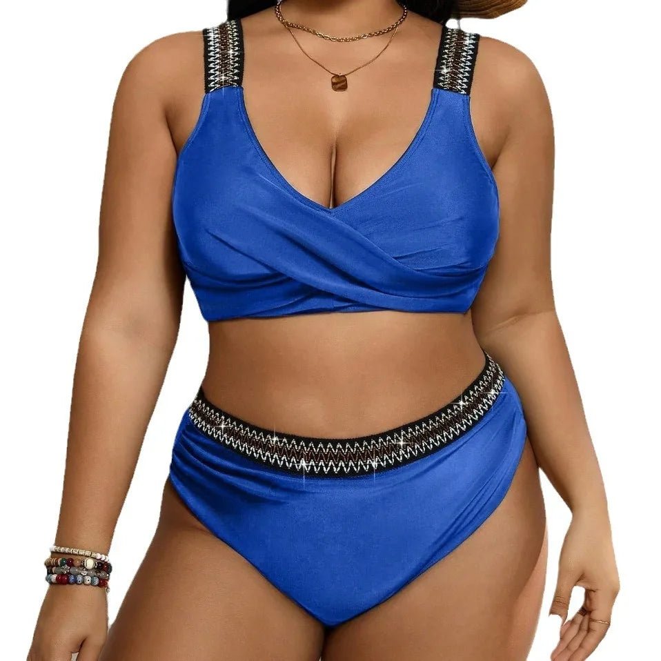 Bikini Plus Size con Tirantes Brillantes y Banda Cruzada Ref. 0650 - Marea Bella Swimwear