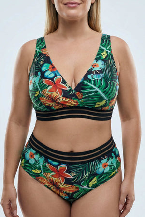 Bikini Plus Size Estampado con Detalle Calado en Tul Ref. 0657 - Marea Bella Swimwear