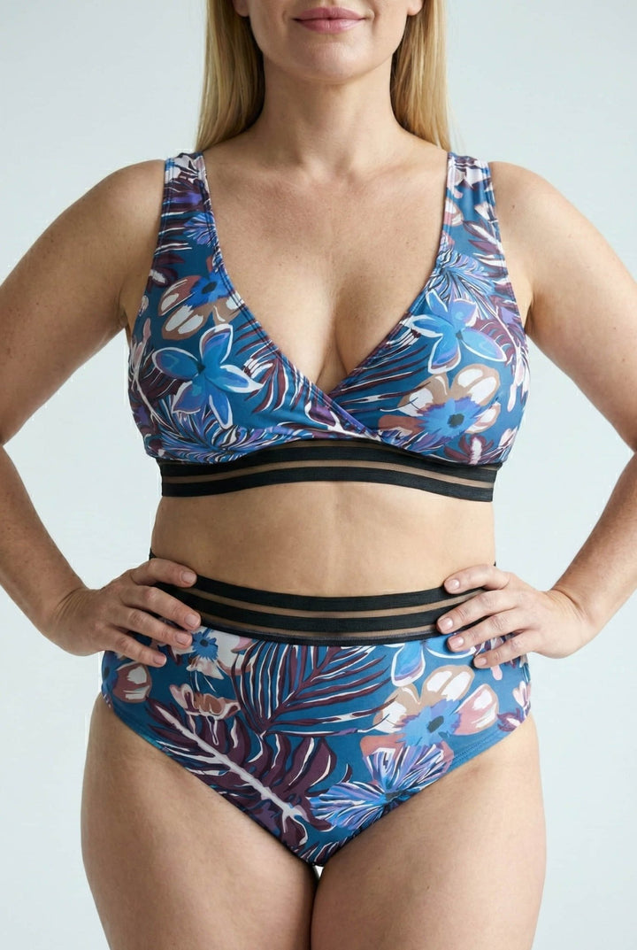 Bikini Plus Size Estampado con Detalle Calado en Tul Ref. 0657 - Marea Bella Swimwear