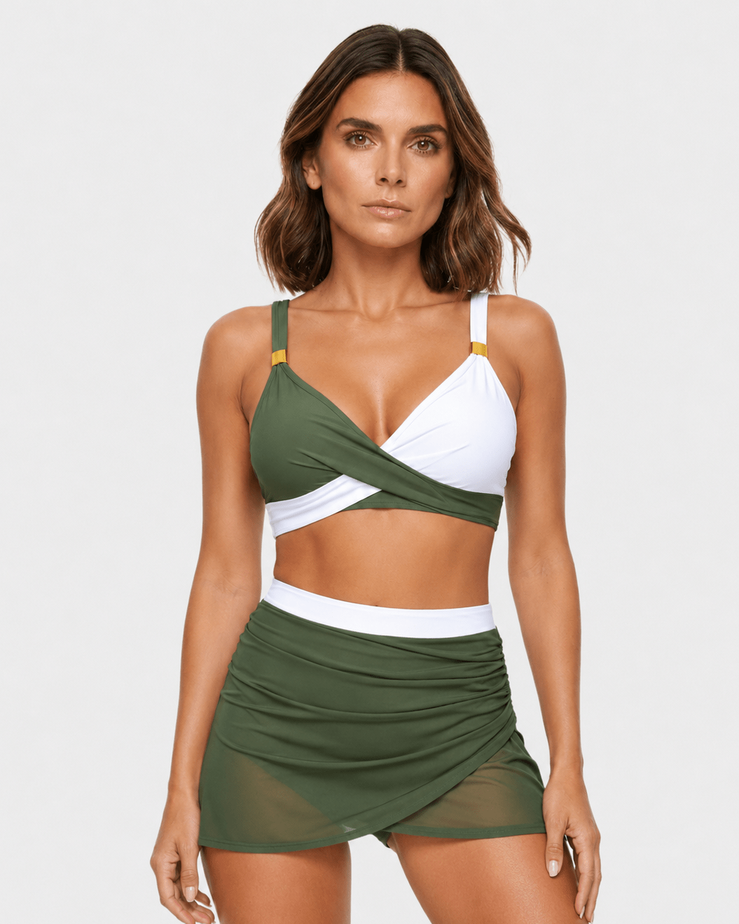 Bikini Top Cruzado con Falda Drapeada en Tul Ref. 0752 - Marea Bella Swimwear