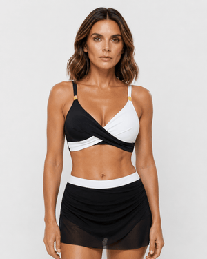 Bikini Top Cruzado con Falda Drapeada en Tul Ref. 0752 - Marea Bella Swimwear