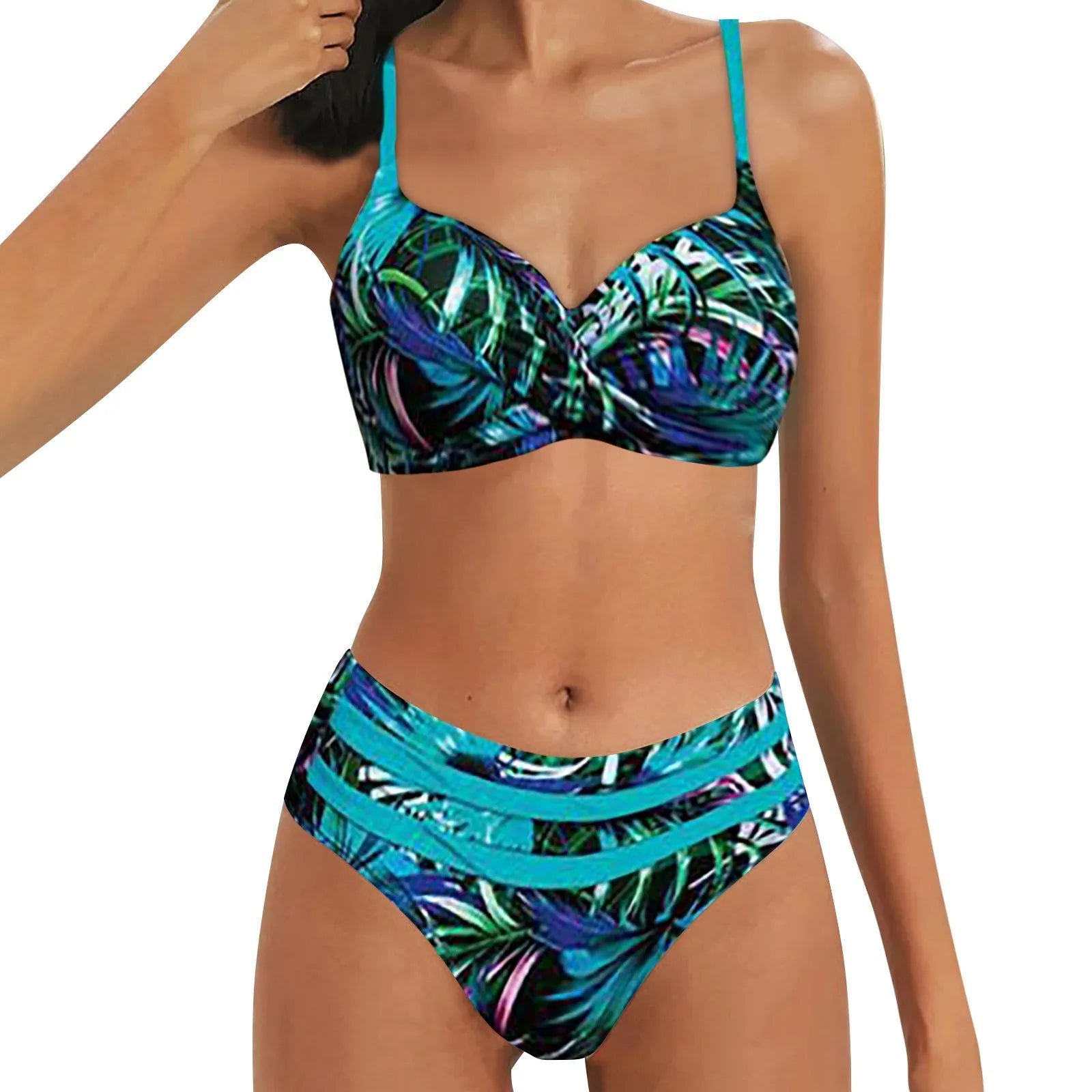 Bikini Tropical con Franjas Horizontales Ref. 0530 - Marea Bella Swimwear