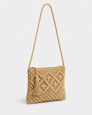 Bolso Bandolera con Diseños en Relieve y Borla Ref. 0820 - Marea Bella Swimwear