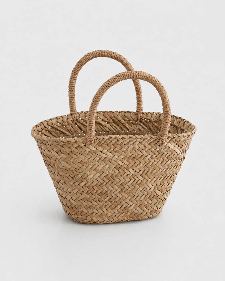 Bolso Canasto con Trenzado Diagonal y Asas Revestidas Ref. 0814 - Marea Bella Swimwear