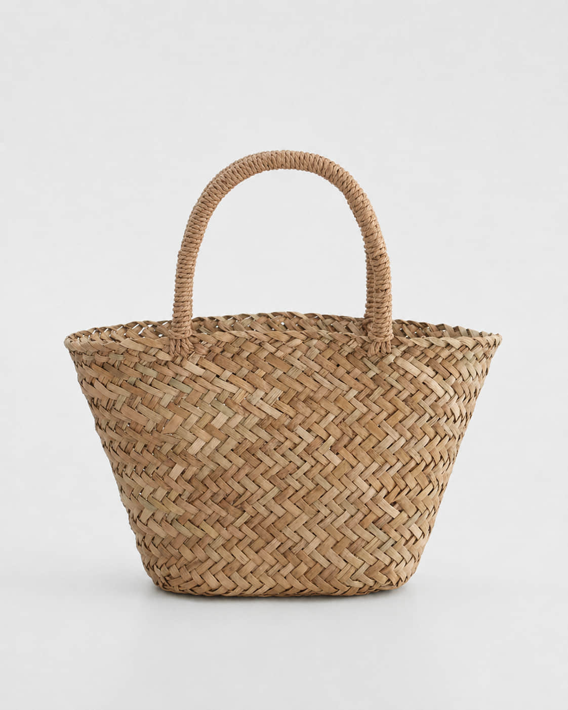 Bolso Canasto con Trenzado Diagonal y Asas Revestidas Ref. 0814 - Marea Bella Swimwear