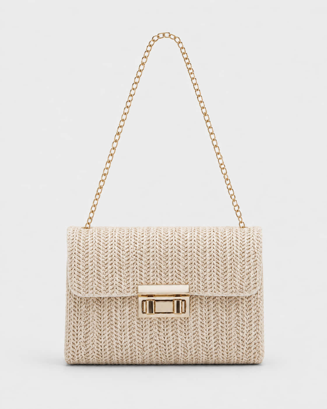 Bolso de Hombro con Solapa Estructurada y Cadena Metálica Ref. 0826 - Marea Bella Swimwear