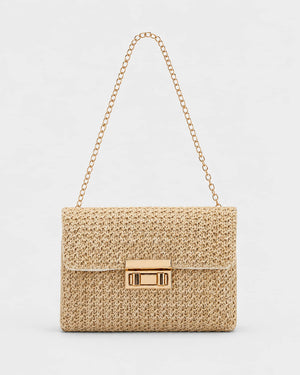 Bolso de Hombro con Solapa Estructurada y Cadena Metálica Ref. 0826 - Marea Bella Swimwear