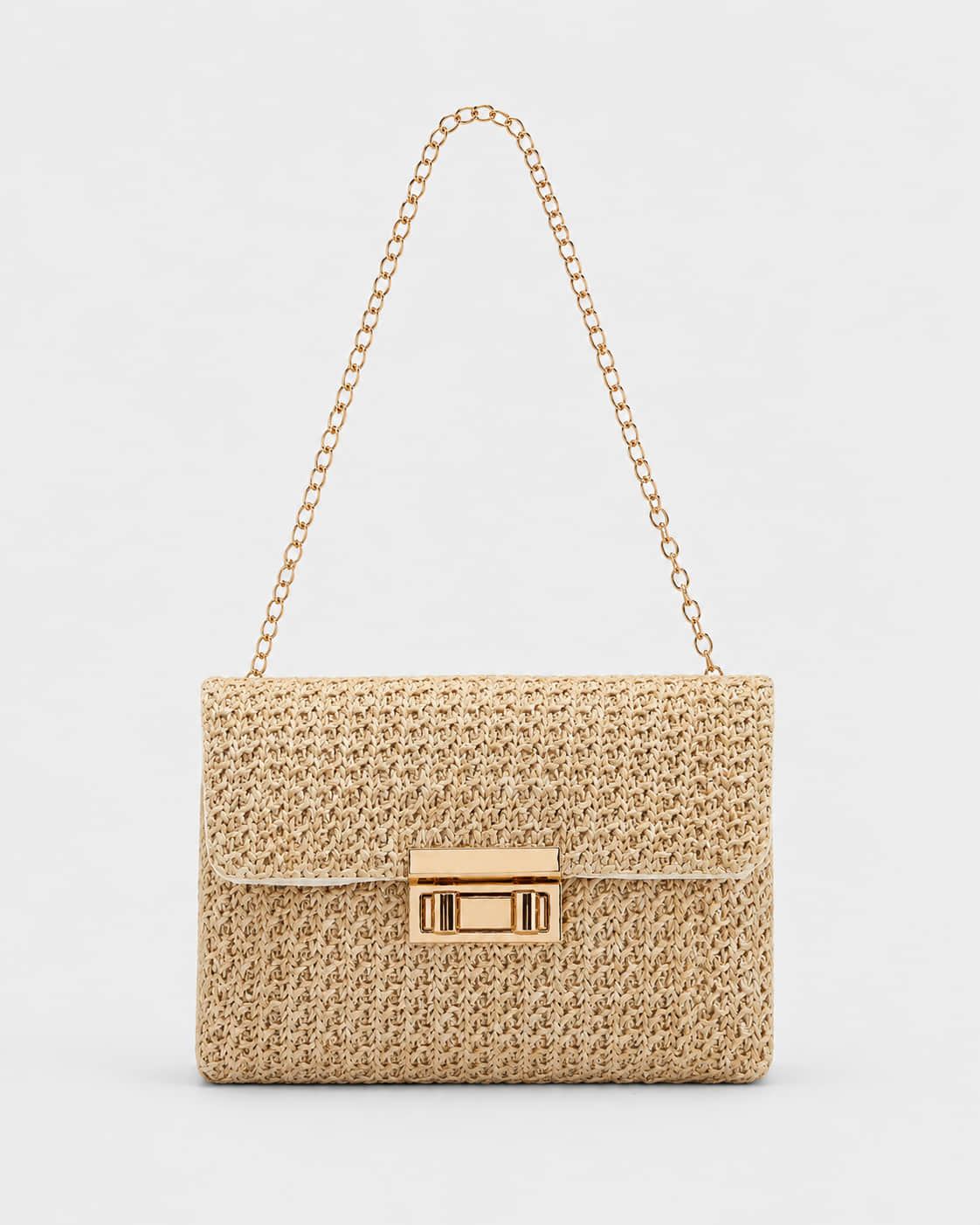 Bolso de Hombro con Solapa Estructurada y Cadena Metálica Ref. 0826 - Marea Bella Swimwear