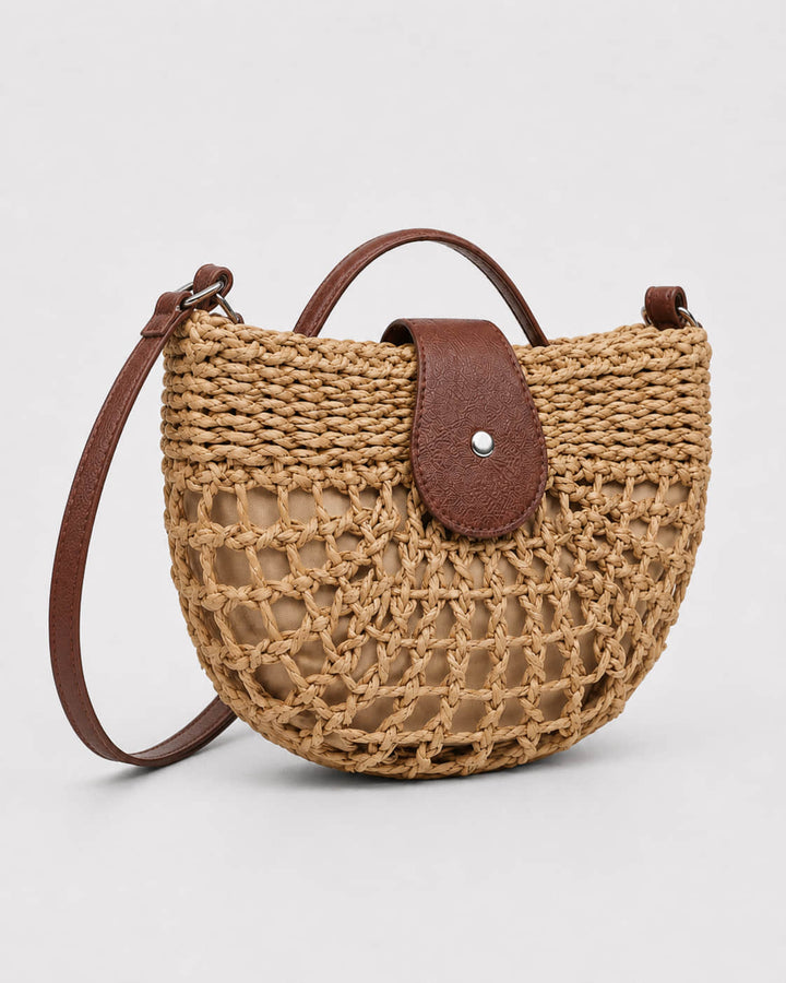 Bolso Media Luna con Trama Calada y Cierre Frontal Ref. 0828 - Marea Bella Swimwear