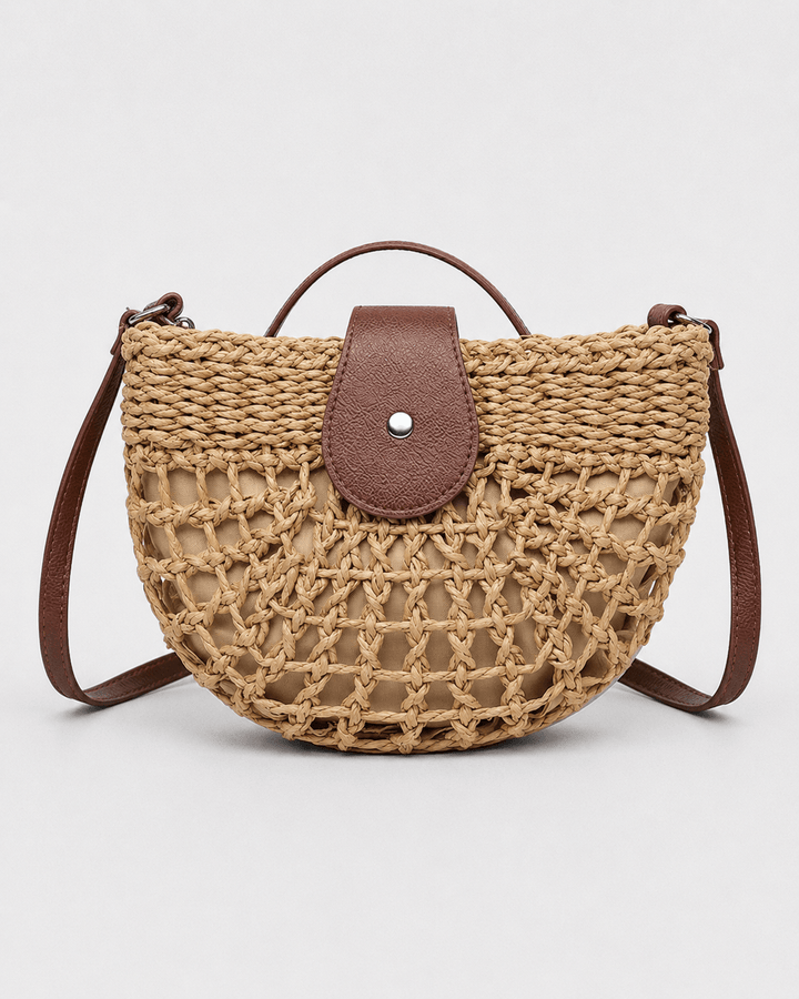 Bolso Media Luna con Trama Calada y Cierre Frontal Ref. 0828 - Marea Bella Swimwear