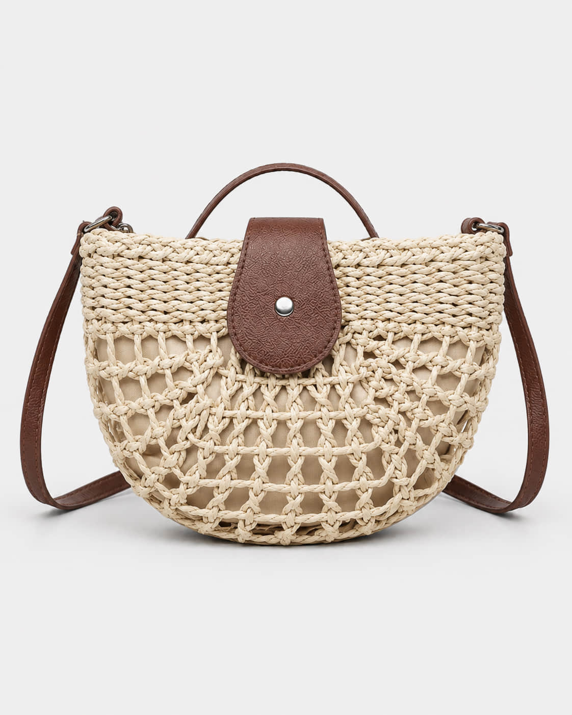 Bolso Media Luna con Trama Calada y Cierre Frontal Ref. 0828 - Marea Bella Swimwear