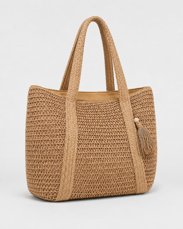 Bolso Tote con Asas Trenzadas y Borla Lateral Ref. 0808 - Marea Bella Swimwear