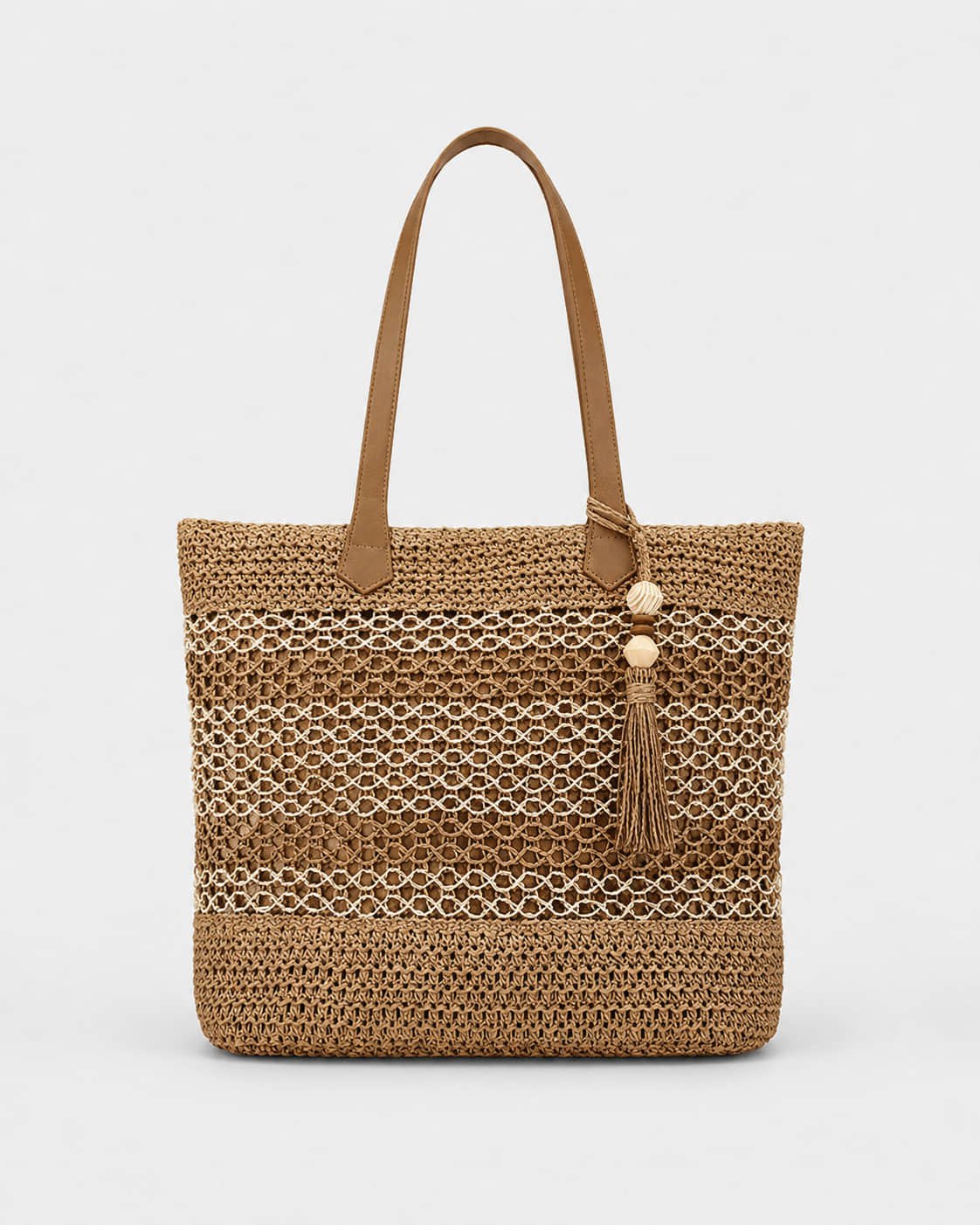 Bolso Tote con Borla y Trama Contrastante Ref. 0811 - Marea Bella Swimwear