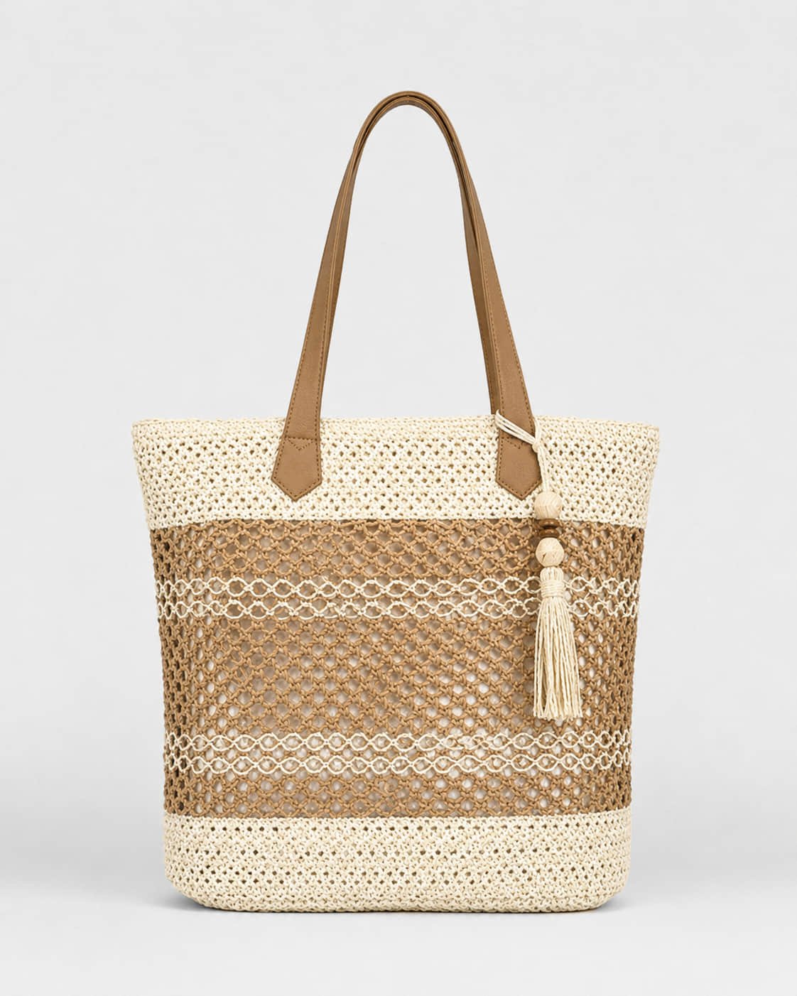 Bolso Tote con Borla y Trama Contrastante Ref. 0811 - Marea Bella Swimwear