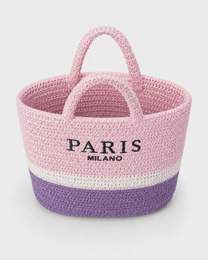 Bolso Tote con Franjas Horizontales e Inscripción Frontal Ref. 0831 - Marea Bella Swimwear