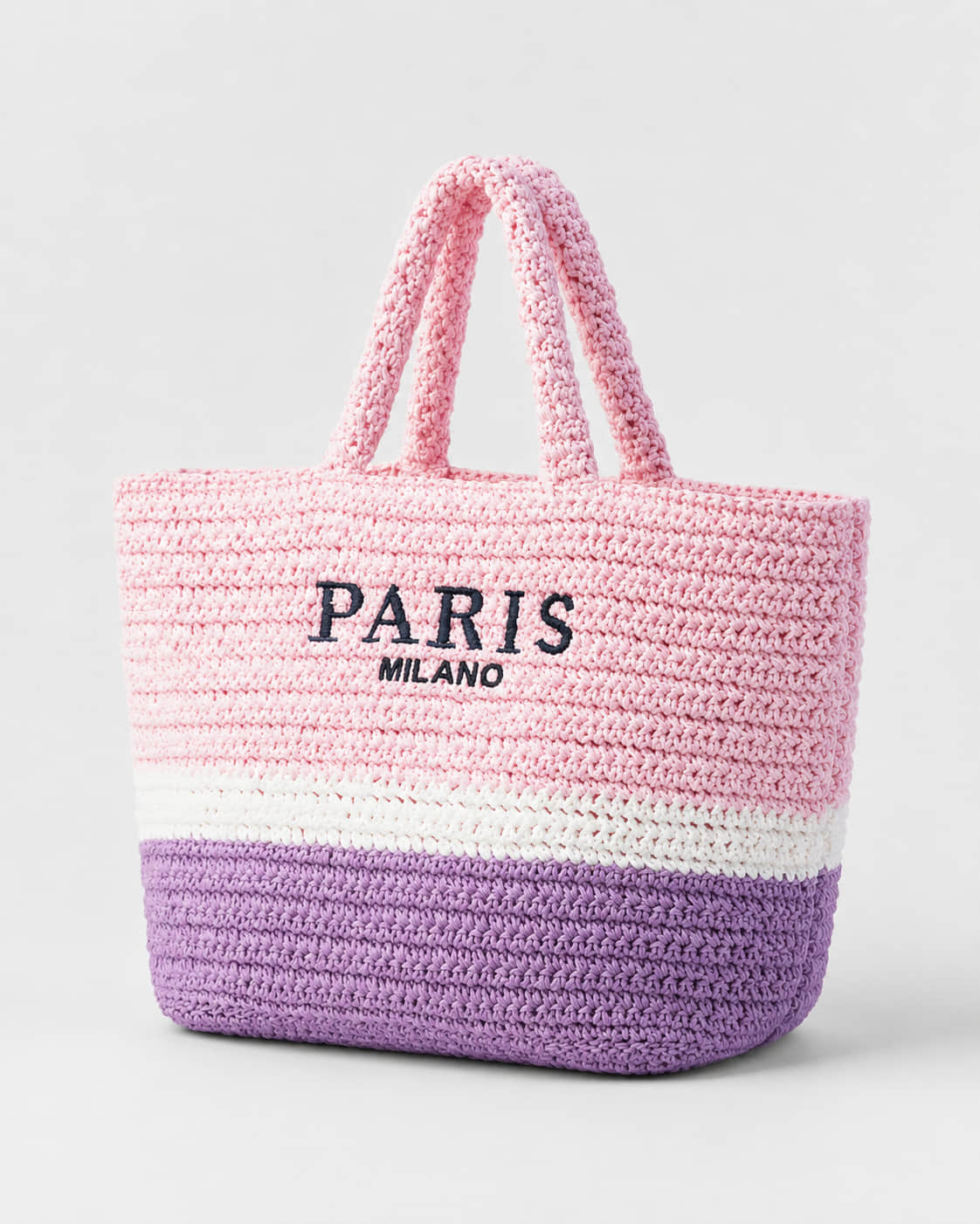 Bolso Tote con Franjas Horizontales e Inscripción Frontal Ref. 0831 - Marea Bella Swimwear