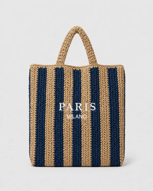 Bolso Tote con Rayas Verticales e Inscripción Frontal Ref. 0830 - Marea Bella Swimwear