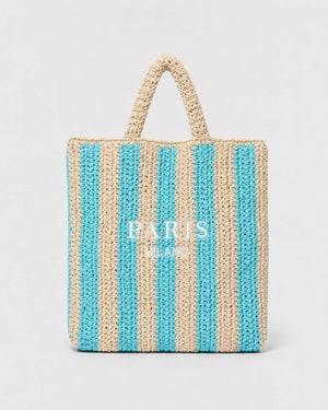 Bolso Tote con Rayas Verticales e Inscripción Frontal Ref. 0830 - Marea Bella Swimwear