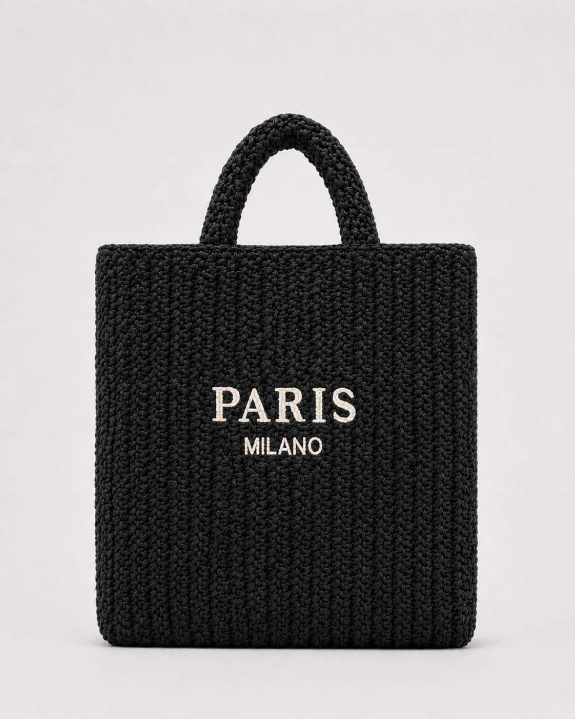 Bolso Tote Rectangular con Panel Tejido e Inscripción Frontal Ref. 0824 - Marea Bella Swimwear