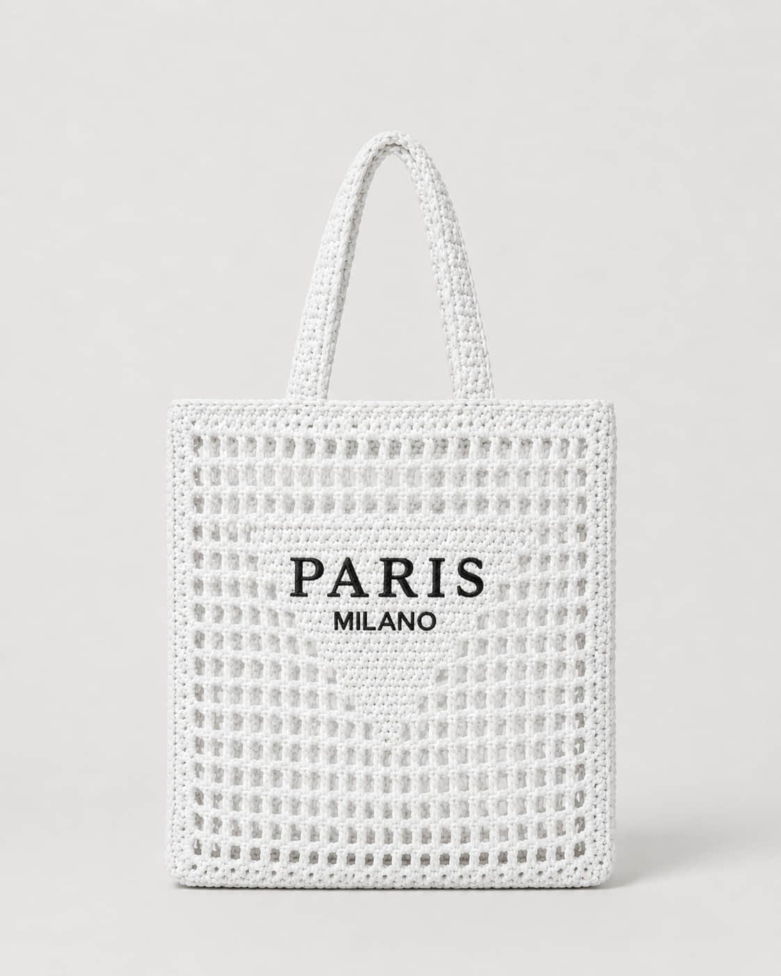 Bolso Tote Rectangular con Panel Tejido e Inscripción Frontal Ref. 0824 - Marea Bella Swimwear