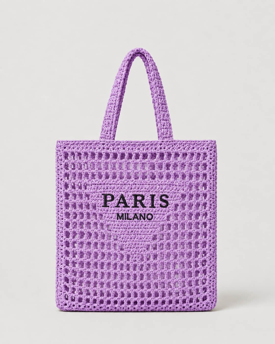 Bolso Tote Rectangular con Panel Tejido e Inscripción Frontal Ref. 0824 - Marea Bella Swimwear